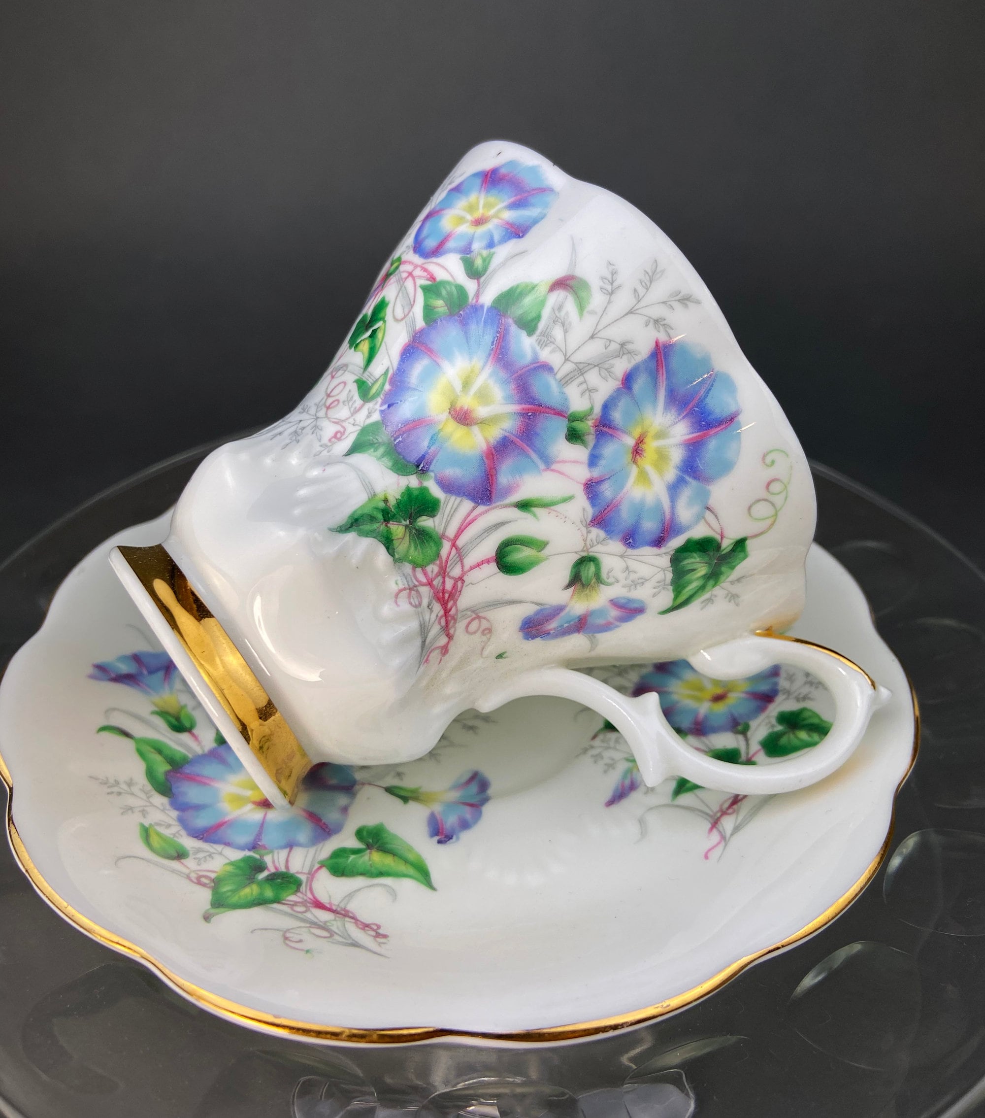 Vintage Royal Albert Tea Cup and Saucer: Bone China Morning Glory, Made in England