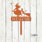 Witch Welcome Yard Stake Sign | Halloween Metal Decor