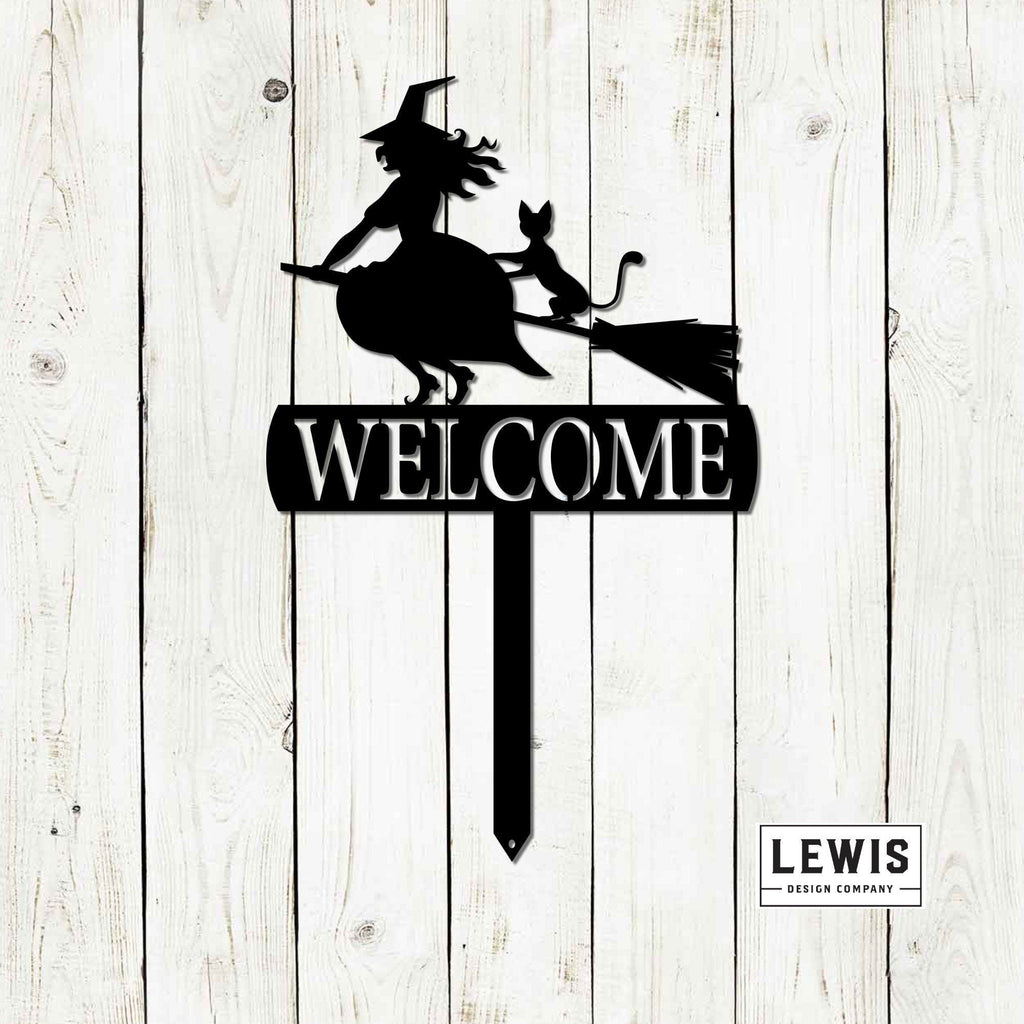 Witch Welcome Yard Stake Sign | Halloween Metal Decor