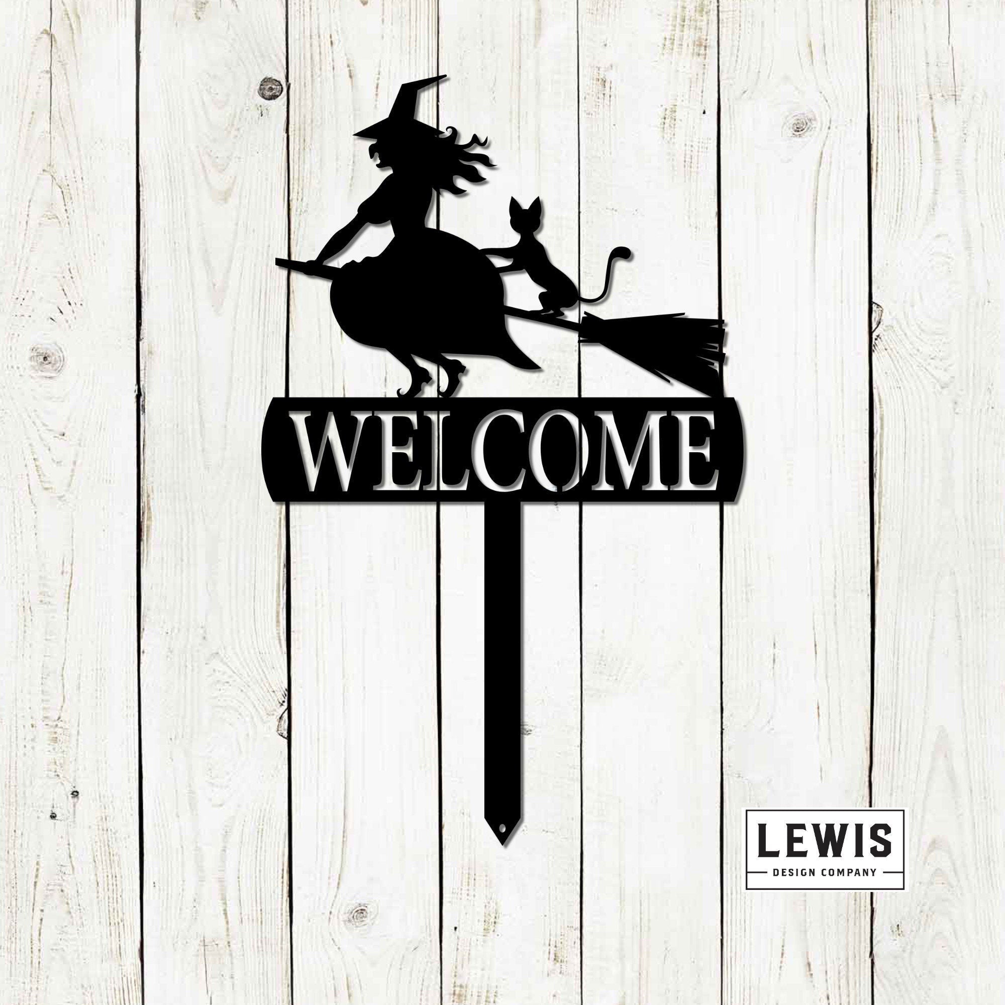 Witch Welcome Yard Stake Sign | Halloween Metal Decor