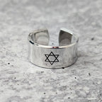 Star of David Open Back Wide Band Ring in Gold or Silver