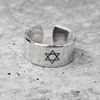 Star of David Open Back Wide Band Ring in Gold or Silver