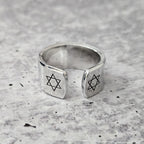 Star of David Open Back Wide Band Ring in Gold or Silver