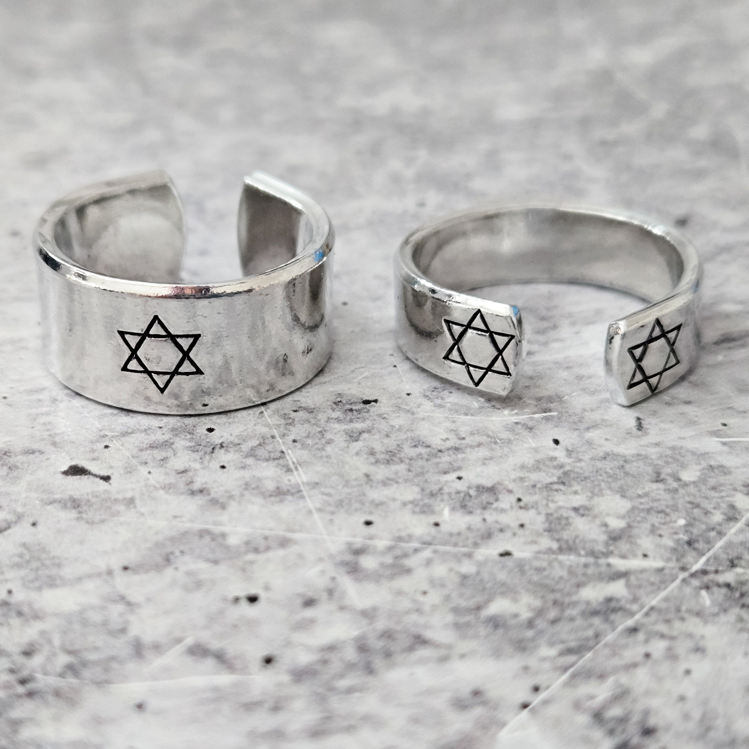 Star of David Open Back Thin Band Ring