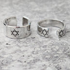 Star of David Open Back Wide Band Ring in Gold or Silver