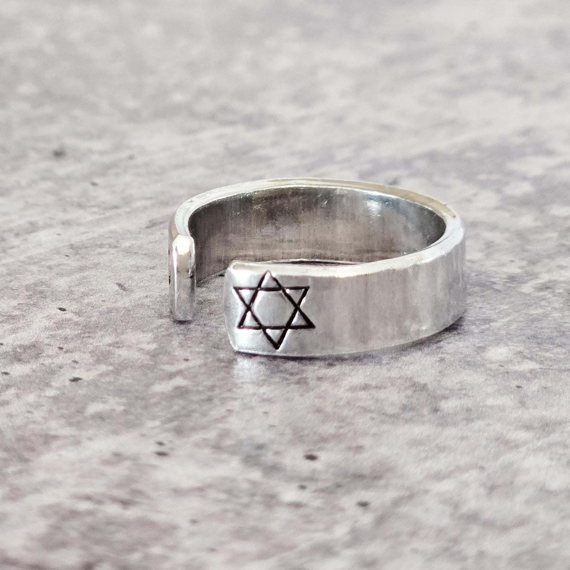 This too is for the Best Hebrew Star of David Open Back Thin Band Ring