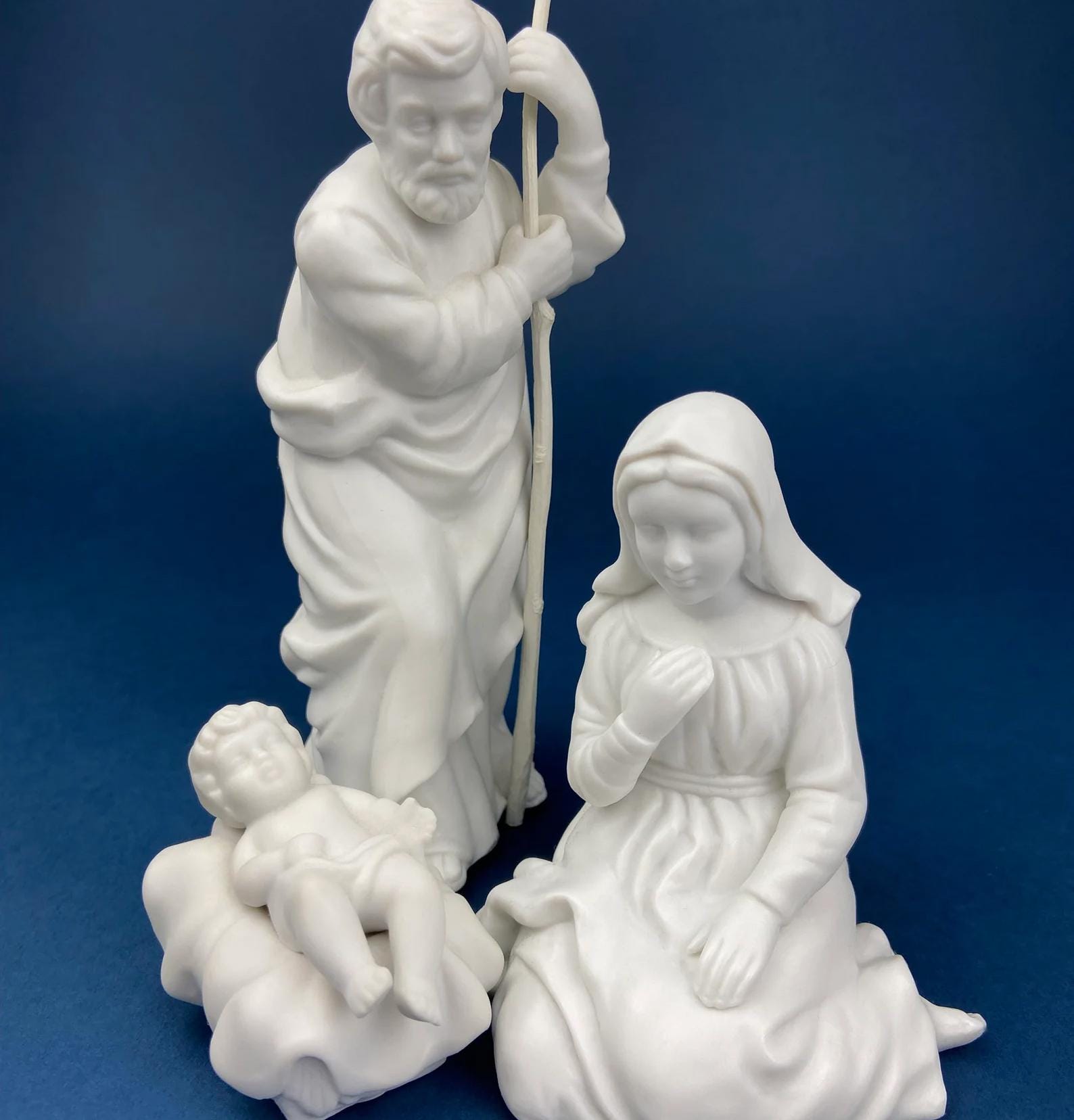 Vintage, Avon Nativity Set. White Bisque Porcelain Figurines. Set of 12 Statuettes. Modern Minimal Look. Highly Collectible. Christmas Decor