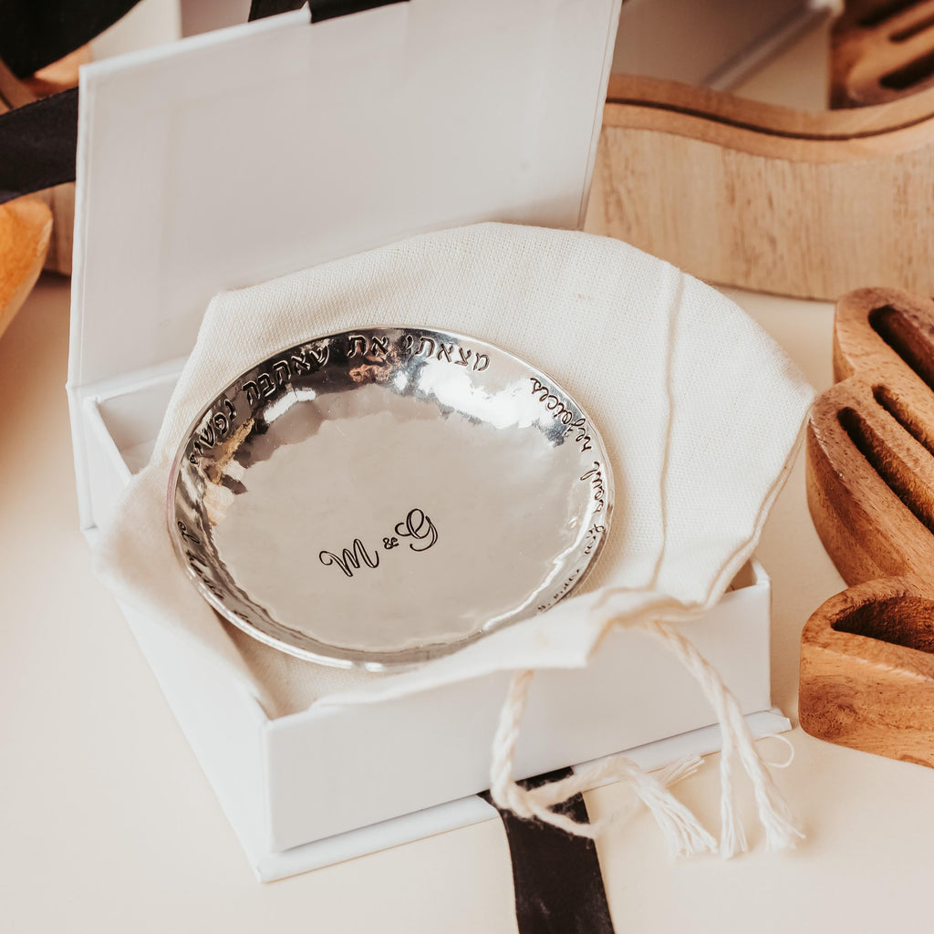 Song of Solomon Heart Shaped Pewter Ring Dish for Bride and Groom