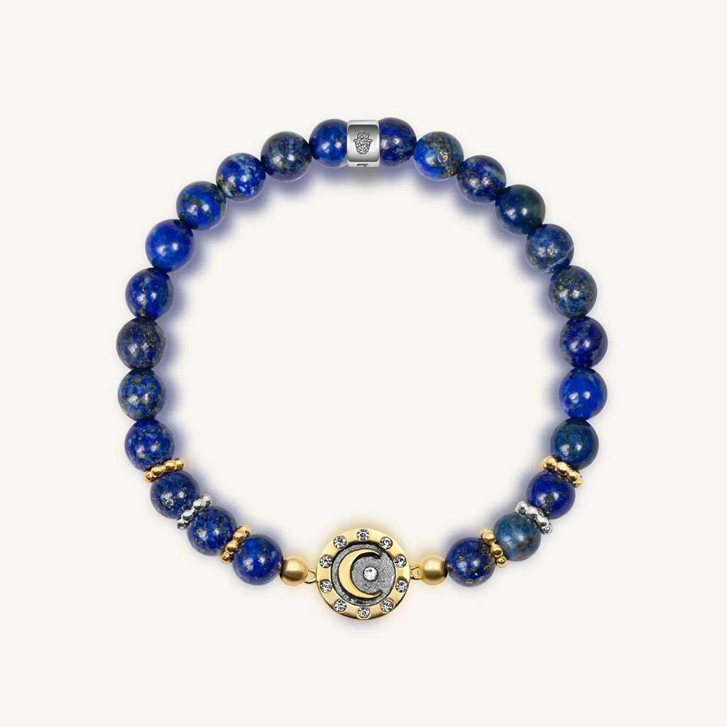 Illuminating Energy - Lapis Moon Charm Bracelet - Che Cose Belle