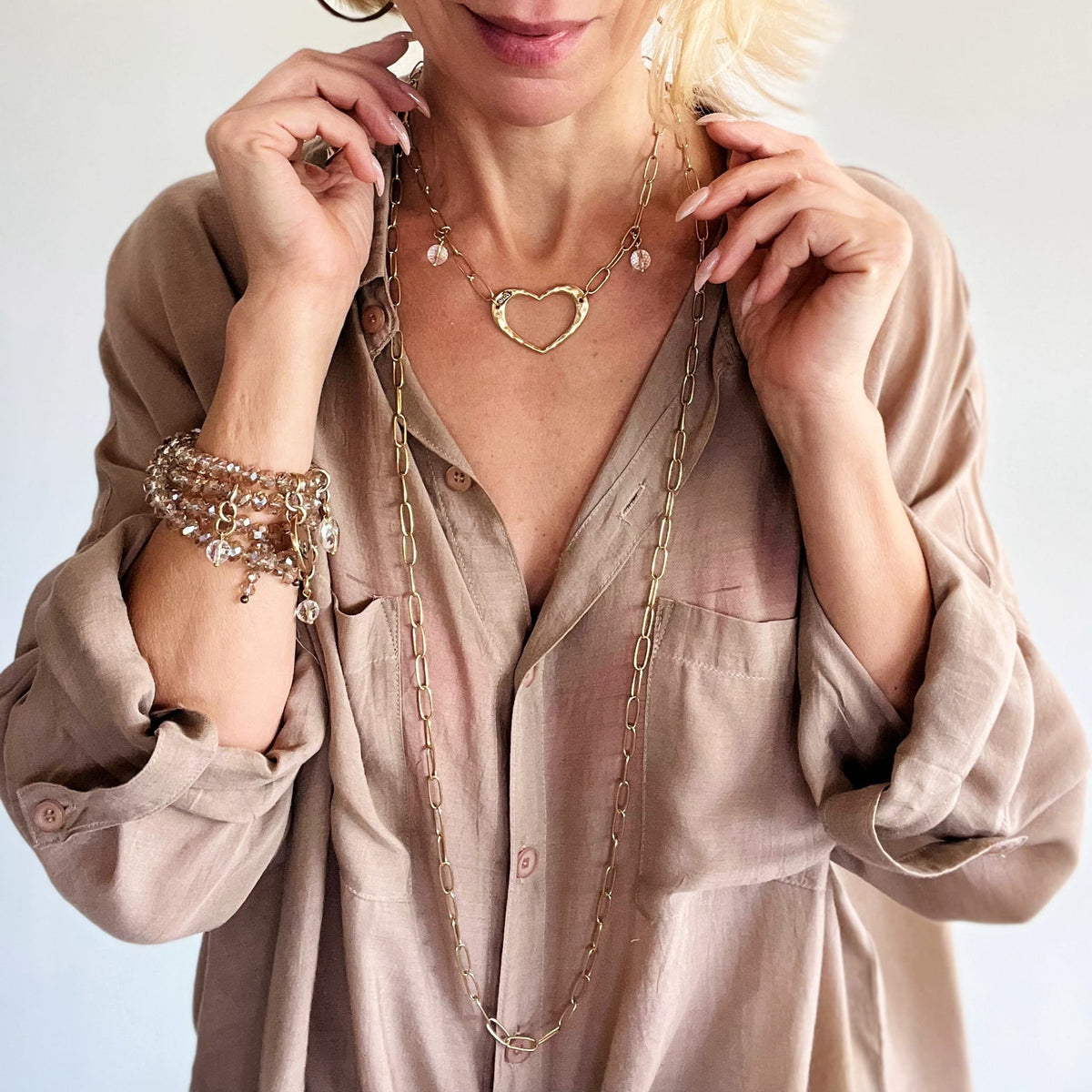Love Open Heart Long Chain Necklace