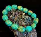 Imperial Jasper Nugget Stretch Bracelet — Natural Turquoise Green Jasper Statement Bracelet (Medium to Large Wrists) - Che Cose Belle