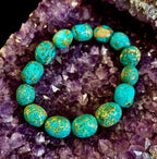 Imperial Jasper Nugget Stretch Bracelet — Natural Turquoise Green Jasper Statement Bracelet (Medium to Large Wrists) - Che Cose Belle