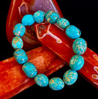 Imperial Jasper Nugget Stretch Bracelet — Natural Turquoise Green Jasper Statement Bracelet (Medium to Large Wrists) - Che Cose Belle