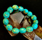 Imperial Jasper Nugget Stretch Bracelet — Natural Turquoise Green Jasper Statement Bracelet (Medium to Large Wrists) - Che Cose Belle