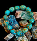 Imperial Jasper Nugget Stretch Bracelet — Natural Turquoise Green Jasper Statement Bracelet (Medium to Large Wrists) - Che Cose Belle