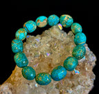 Imperial Jasper Nugget Stretch Bracelet — Natural Turquoise Green Jasper Statement Bracelet (Medium to Large Wrists) - Che Cose Belle