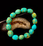 Imperial Jasper Nugget Stretch Bracelet — Natural Turquoise Green Jasper Statement Bracelet (Medium to Large Wrists) - Che Cose Belle