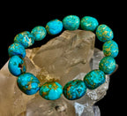 Imperial Jasper Nugget Stretch Bracelet — Natural Turquoise Green Jasper Statement Bracelet (Medium to Large Wrists) - Che Cose Belle