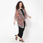 Impressionist Print Lurex Kimono - Crimson Grey - Che Cose Belle