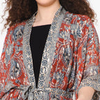Impressionist Print Lurex Kimono - Crimson Grey - Che Cose Belle