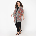 Impressionist Print Lurex Kimono - Crimson Grey - Che Cose Belle