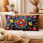 Indigo Artisan Aari Pillow | Cotton Fabric | 24x14" - Che Cose Belle