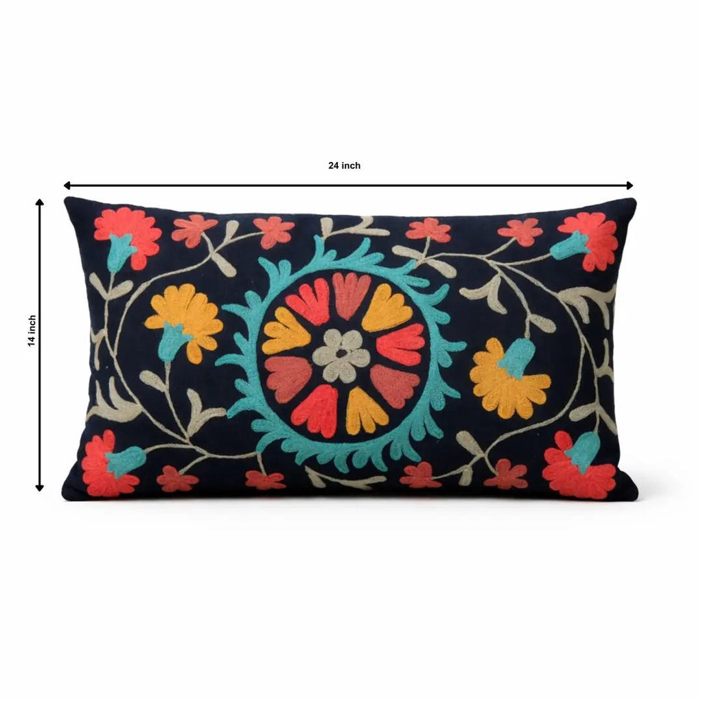 Indigo Artisan Aari Pillow | Cotton Fabric | 24x14" - Che Cose Belle