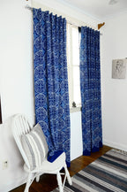 Indigo Cotton Curtain, Eco-Friendly Window Panel - Greece - Che Cose Belle