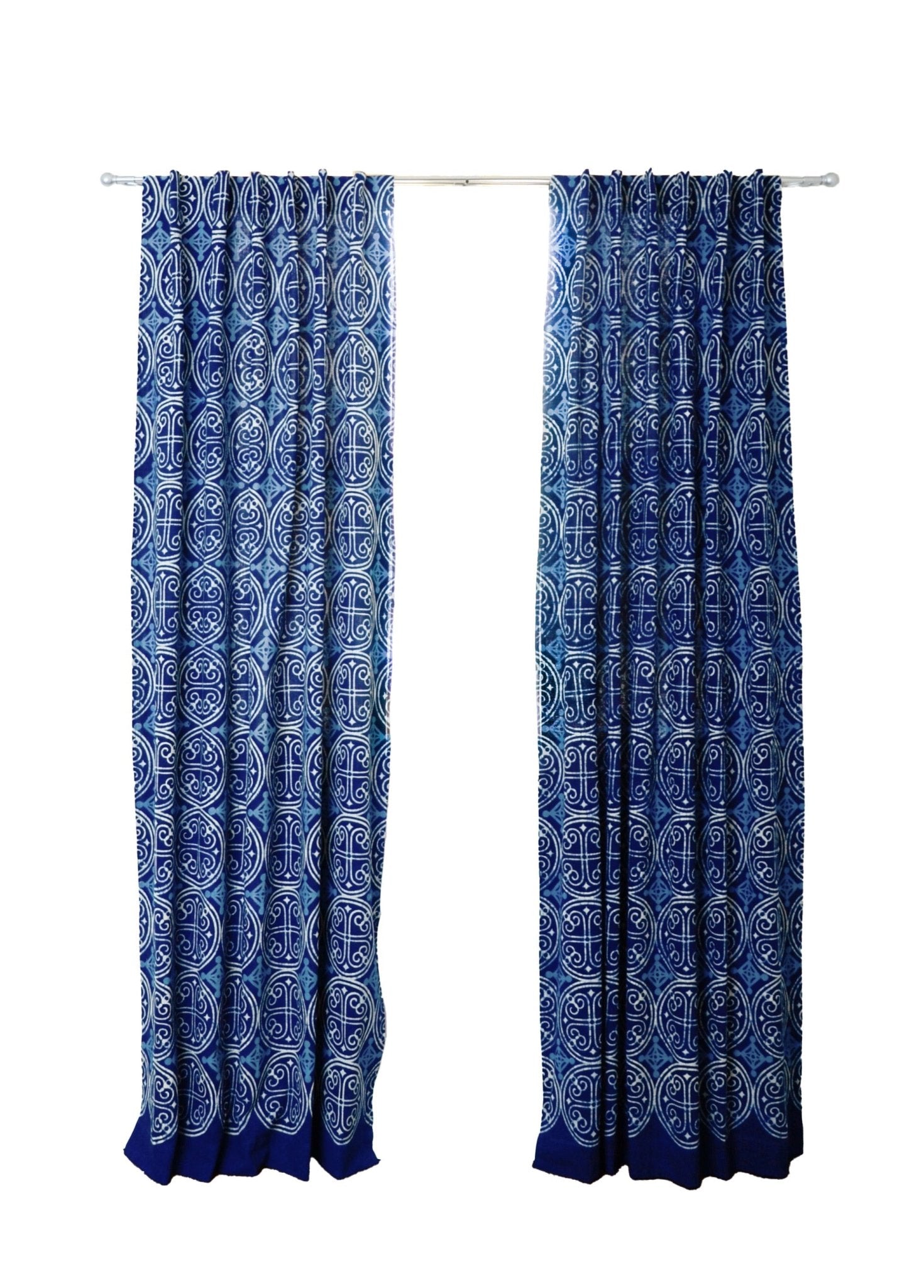 Indigo Cotton Curtain, Eco-Friendly Window Panel - Greece - Che Cose Belle