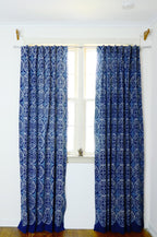 Indigo Cotton Curtain, Eco-Friendly Window Panel - Greece - Che Cose Belle