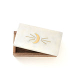 Indukala Crescent Moon Treasure Box - Wood, Marble, Brass - Che Cose Belle