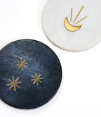 Indukala Moon Phase Marble Coasters - Black, White, Set of 4 - Che Cose Belle