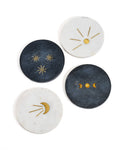 Indukala Moon Phase Marble Coasters - Black, White, Set of 4 - Che Cose Belle