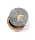 Indukala Moon Phase Round Keepsake Box - Black Marble, Wood, Brass - Che Cose Belle