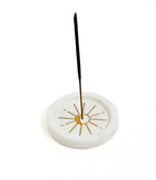 Indukala Round Moon Incense Holder - White Carved Marble - Che Cose Belle