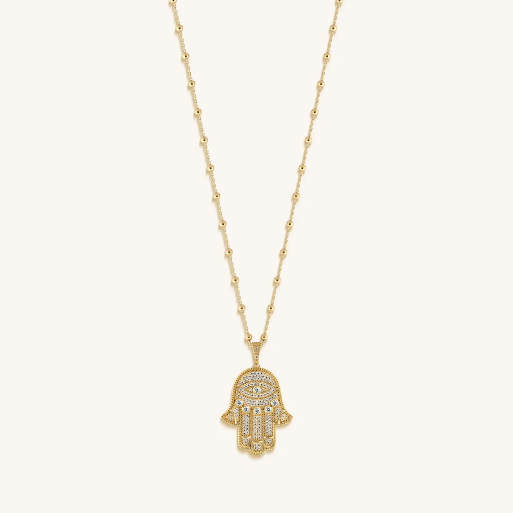 Inspired Action Gold Evil Eye & Hamsa Hand Necklace - Che Cose Belle