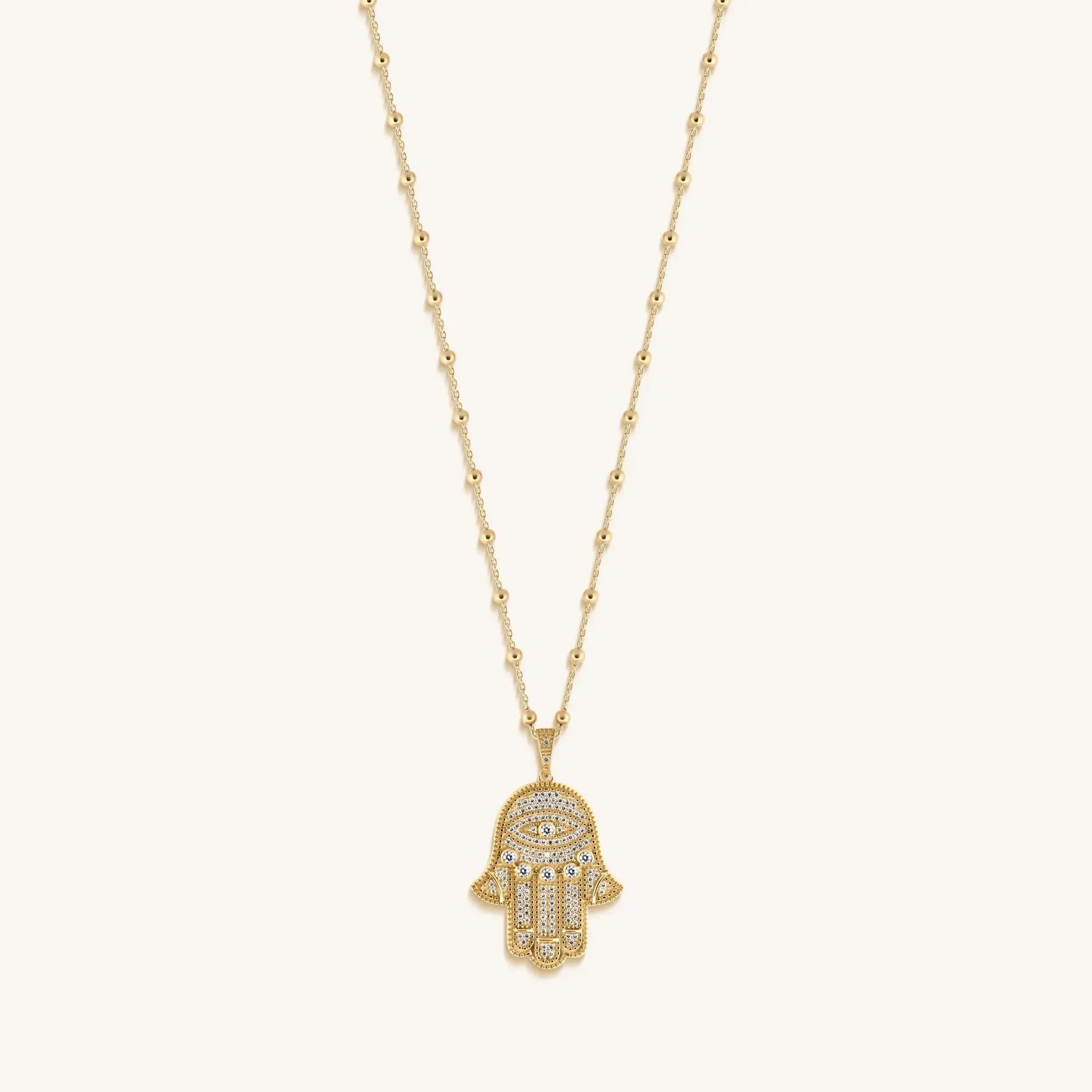 Inspired Action Gold Evil Eye & Hamsa Hand Necklace - Che Cose Belle