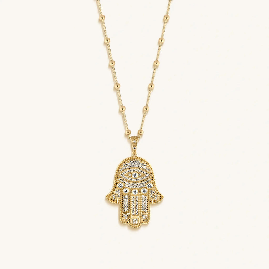 Inspired Action Gold Evil Eye & Hamsa Hand Necklace - Che Cose Belle