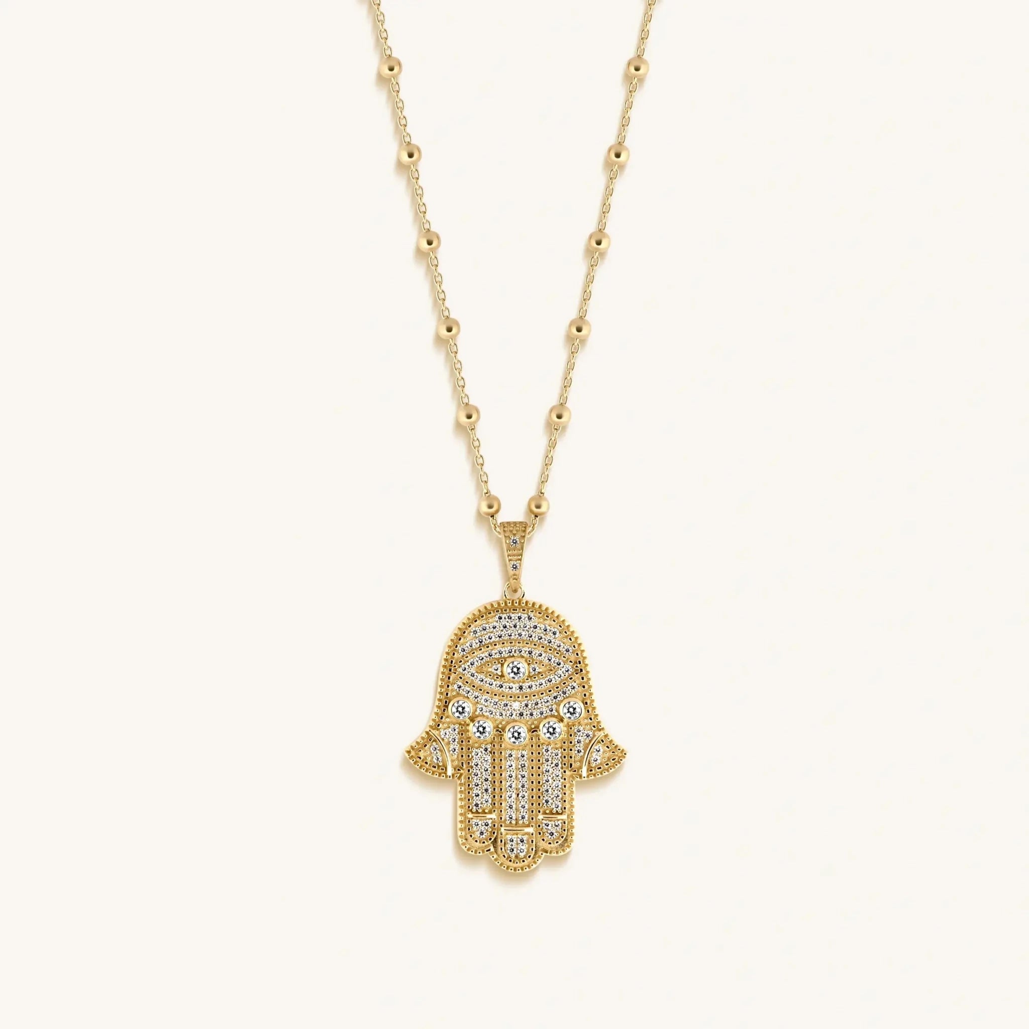 Inspired Action Gold Evil Eye & Hamsa Hand Necklace - Che Cose Belle