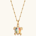 Intuitive Wisdom - Multi Symbol Chakra Turtle Necklace - Che Cose Belle