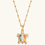 Intuitive Wisdom - Multi Symbol Chakra Turtle Necklace - Che Cose Belle