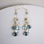 Iolite & Aquamarine Silver Waterfall Earrings - Che Cose Belle
