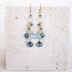 Iolite & Aquamarine Silver Waterfall Earrings - Che Cose Belle