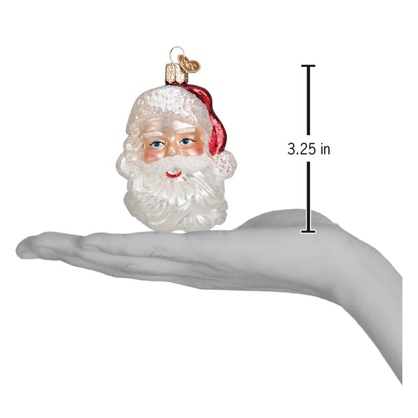 Mid Century Santa Head Glass Ornament