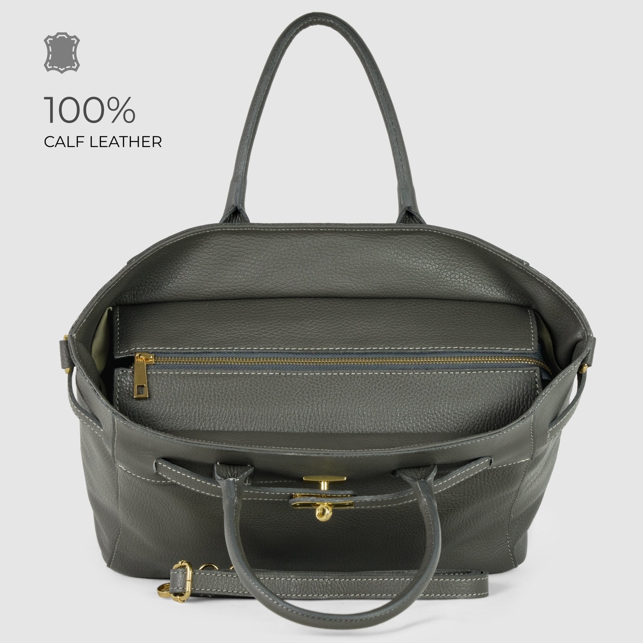 Italian Full-Grain Leather Top-Handle Bag | Cesena - Che Cose Belle