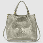 Italian Genuine Basketweave-Embossed Metallic Suede Top-Handle Bag | Imperia - Che Cose Belle