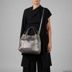 Italian Genuine Basketweave-Embossed Metallic Suede Top-Handle Bag | Imperia - Che Cose Belle