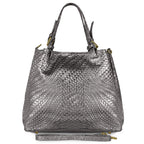 Italian Genuine Basketweave-Embossed Metallic Suede Top-Handle Bag | Imperia - Che Cose Belle