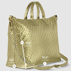 Italian Genuine Basketweave-Embossed Metallic Suede Top-Handle Bag | Treviso - Che Cose Belle