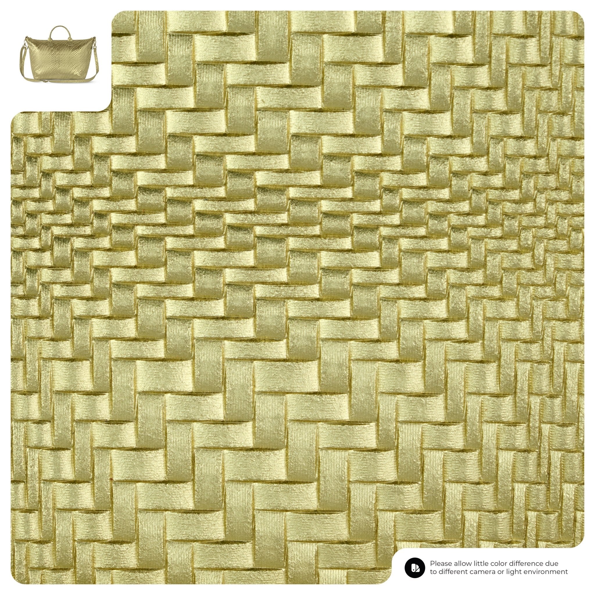 Italian Genuine Basketweave-Embossed Metallic Suede Top-Handle Bag | Treviso - Che Cose Belle